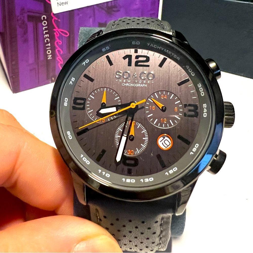 So&Co NY Trambusto Sport Leather Drivers Watch